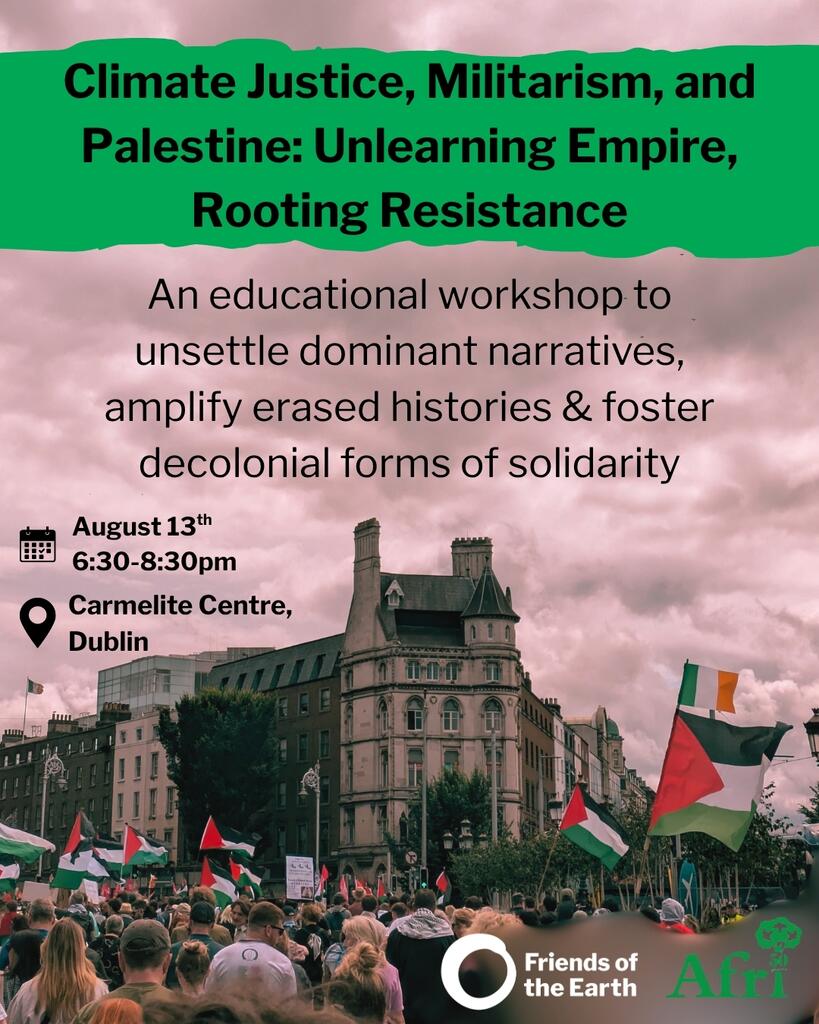 Climate Justice, Militarism, and Palestine Unlearning Empire  Rooting Resistance event poster (Instagram Post (45))